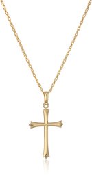 Amazon CollectionLadies' 14k Gold Filled Polished Embossed Cross Pendant Necklace, 18