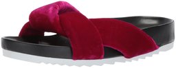 Amazon Brand - The Fix Women's Violet Twist Strap Soft Footbed Slide Sandal Flat, Magenta Velvet, 10 B US