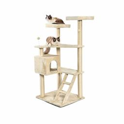 AmazonBasics Extra Large Multi-Level Cat Tree with Condo and Step Ladder - 31.5 x 70.5 x 29 Inches, Beige