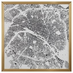 Amazon Brand – Rivet Modern Gold Framed Black and White Paris Map Print, 30