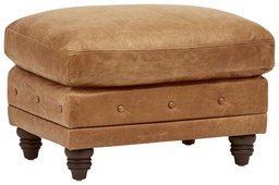 Amazon Brand – Stone & Beam Bradbury Chesterfield Leather Ottoman, 30.3