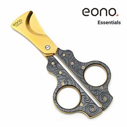 Eono Essentials - Coupe-cigare à doubles lames en acier inoxydable à revêtement anti-rouille, poignée en laiton, adapté à la grande majorité des cigares, étui en cuir offert, Noir et doré