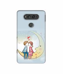 Amazon Brand - Solimo Designer Couple Sitting On Moon 3D Printed Hard Back Case Mobile Cover for LG V20