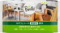 [Amazonブランド]Presto! おそうじシート 微香料 厚手 200枚(20枚x10個) グレープフルーツの香り ウェットタイプ