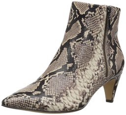 Amazon Brand - The Fix Women's Kenzee Kitten Heel Bootie, Mushroom Python Print, 9 B US