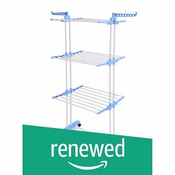 (Renewed) Amazon Brand - Solimo Stainless Steel Clothes Drying Stand (Foldable, Blue)