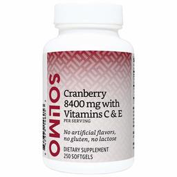 Amazon Brand - Solimo Cranberry 8400 mg with Vitamins C & E, 250 Softgels (2 Softgels per Serving)