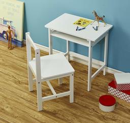 AmazonBasics Solid Wood Kid Desk and Chair, White