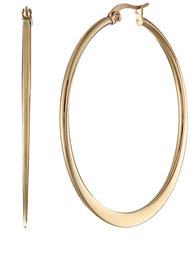 Amazon Essentials Yellow Gold Plated Stainless Steel Flattened Hoop Earrings (40mm)