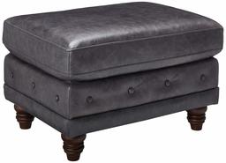 Amazon Brand – Stone & Beam Bradbury Chesterfield Leather Ottoman, 30.3