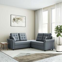 Amazon Brand - Solimo Cartina 5 Seater L Shape Fabric Sofa Set (Grey)