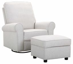 Amazon Brand – Ravenna Home Classic Swivel Recliner with Storage Ottoman, 35