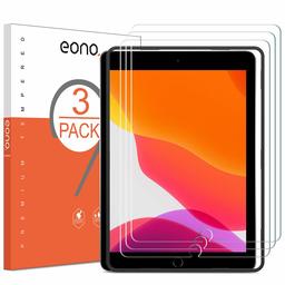 Eono Essentials Verre Trempé pour iPad 10.2 2019/ iPad Air 3 10.5 Pouces, Film Protection Ecran Anti Rayures,sans Bulles, Facile Installation, Dureté 9H [3 Pack]