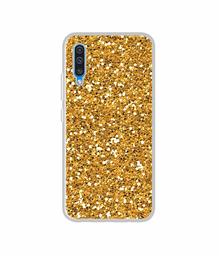 Amazon Brand - Solimo Designer Golden Sparkle UV Printed Soft Back Case Mobile Cover for Samsung Galaxy A50