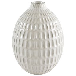 Amazon Brand – Stone & Beam Modern Oval Pattern Decorative Stoneware Vase, 8.75 Inch Height, Off-White