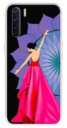 Amazon Brand - Solimo Designer Multicolor Girl Violet Design Printed Soft Back Case Mobile Cover for Oppo F15