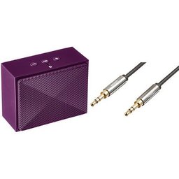 AmazonBasics Mini Bluetooth Speaker (Purple) and 3.5mm Male to Male Stereo Audio Cable (2 Feet) Set