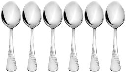 Amazon Brand - Solimo 6 Piece Stainless Steel Table Spoon Set, Waves, Silver