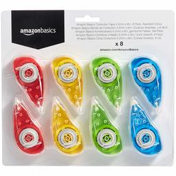 Amazon Basics Correction Tape 4.2mm x 6m, 8 Pack, Assorted Colour