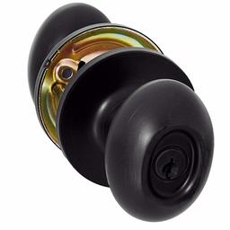 AmazonBasics Entry Door Knob with Lock, Oval Egg, Matte Black