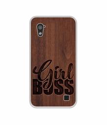 Amazon Brand - Solimo Designer Girl Boss On Wood UV Printed Soft Back Case Mobile Cover for Infocus M370i