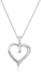 Sterling Silver Diamond Heart Pendant Necklace (1/10 cttw), 18