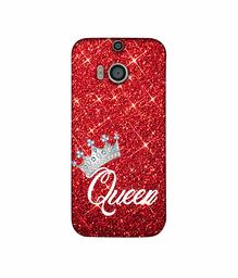 Amazon Brand - Solimo Designer Queen On Red Glitter 3D Printed Hard Back Case Mobile Cover for HTC One M8