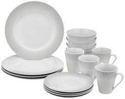 Amazon Brand - Solimo 16 Piece Dinnerware Set (Line Design)