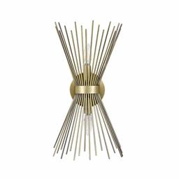 Amazon Brand – Rivet Mid-Century Modern Metal Starburst 2-Light Wall Sconce Lamp, Bulbs Included, 17.5