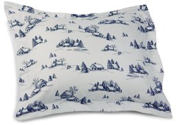 Pinzon Lightweight Cotton Flannel Sham - Standard, Winter Village Cadet Blue