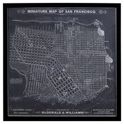 Amazon Brand – Stone & Beam Modern Print of 1879 San Francisco Map Wall Art, Black Frame, 32