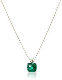 14k Gold Cushion Checkerboard Cut Gemstone Pendant Necklace (8mm)