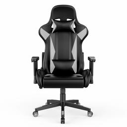 AmazonBasics Gaming/Racing Style Office Chair with Removable Headrest and High Back Cushion - White