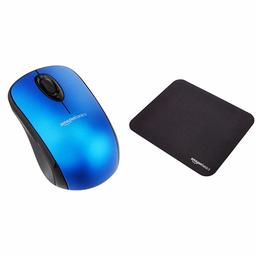 AmazonBasics Wireless Mouse with Nano Receiver and Mini Gaming Mouse Pad, Blue