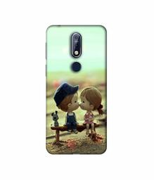 Amazon Brand - Solimo Designer Love Couples Pattern 3D Printed Hard Back Case Mobile Cover for Nokia 7.1