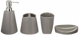 AmazonBasics 4-Piece Ceramic Bathroom Accessory Set - Grey