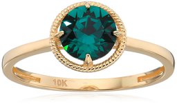 Amazon Collection10k Gold Swarovski Crystal May Birthstone Ring, Size 6