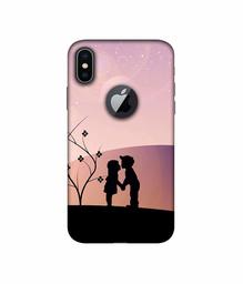 Amazon Brand - Solimo Designer Kiss-ing Couple 3D Printed Hard Back Case Mobile Cover for Apple iPhone X (Logo Cut)