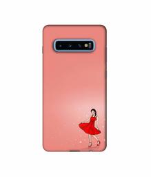 Amazon Brand - Solimo Designer Red Dress Lady 3D Printed Hard Back Case Mobile Cover for Samsung Galaxy S10 Plus