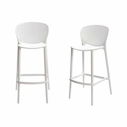 AmazonBasics Solid-Back Barstool - Set of 2, White, Premium Plastic