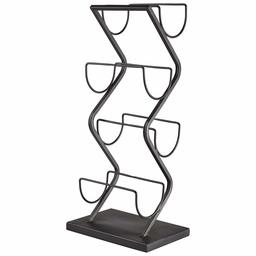 Rivet Contemporary Decorative Curved Metal Countertop Standing Wine Racks - 22 x 10 x 7 Inches, Black (Renewed)