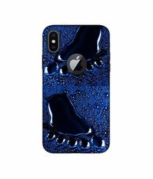 Amazon Brand - Solimo Designer Foot Impression 3D Printed Hard Back Case Mobile Cover for Apple iPhone X (Logo Cut)