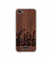 Amazon Brand - Solimo Designer Girl Boss On Wood UV Printed Soft Back Case Mobile Cover for Lava Z61