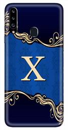 Amazon Brand - Solimo Designer Blue Pattern Alphabet-X 3D Printed Hard Back Case Mobile Cover for Samsung Galaxy A20s