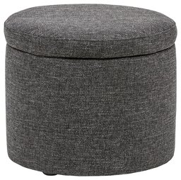 Amazon Brand – Rivet Madison Modern Round Lift-Top Storage Tray Ottoman Pouf, 19.7