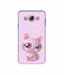 Amazon Brand - Solimo Designer Cute Pink Cat 3D Printed Hard Back Case Mobile Cover for Samsung Galaxy E5