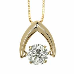 Amazon Collection (AMBZO) K18 Pink Gold Dancing Stone Necklace Dancing Diamond 0.5 ct Reverse V Shape (J.I1.VG Equivalent) LFV0010PG-05