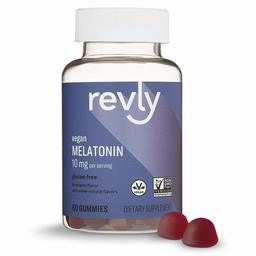 Amazon Brand - Revly Melatonin 10 mg, Helps with occasional sleeplessness, Blueberry Flavor, 60 Gummies (2 per Serving), Vegan, Non-GMO