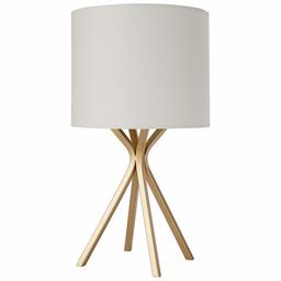 Amazon Brand – Rivet Gold Bedside Table Desk Lamp with Light Bulb - 18 Inches, Linen Shade