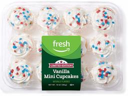 Fresh Brand – Patriotic Vanilla Mini Cupcakes, 10 oz (12 ct) (FROZEN)